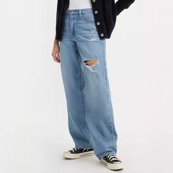 Levi's Premium Baggy Dad Jeans Medium Wash Blue Size 30 x 30 Loose Y2K - Picture 1 of 12